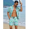 image:imageCOOFANDY Mens Hawaiian Matching Set Summer Beach 2 Piece Outfits Flower Button Down Shirts and Shorts Vacation OutfitsCoconut Tree