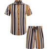 image:imageCOOFANDY Mens Hawaiian Matching Set Summer Beach 2 Piece Outfits Flower Button Down Shirts and Shorts Vacation OutfitsDark Yellow Stripes