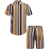 image:imageCOOFANDY Mens Hawaiian Matching Set Summer Beach 2 Piece Outfits Flower Button Down Shirts and Shorts Vacation OutfitsDark Yellow Stripes