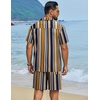 image:imageCOOFANDY Mens Hawaiian Matching Set Summer Beach 2 Piece Outfits Flower Button Down Shirts and Shorts Vacation OutfitsDark Yellow Stripes
