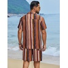 image:imageCOOFANDY Mens Hawaiian Matching Set Summer Beach 2 Piece Outfits Flower Button Down Shirts and Shorts Vacation OutfitsMulticolor Stripes