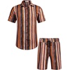 image:imageCOOFANDY Mens Hawaiian Matching Set Summer Beach 2 Piece Outfits Flower Button Down Shirts and Shorts Vacation OutfitsMulticolor Stripes