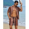 image:imageCOOFANDY Mens Hawaiian Matching Set Summer Beach 2 Piece Outfits Flower Button Down Shirts and Shorts Vacation OutfitsMulticolor Stripes