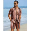 image:imageCOOFANDY Mens Hawaiian Matching Set Summer Beach 2 Piece Outfits Flower Button Down Shirts and Shorts Vacation OutfitsMulticolor Stripes
