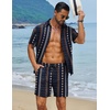 image:imageCOOFANDY Mens Hawaiian Matching Set Summer Beach 2 Piece Outfits Flower Button Down Shirts and Shorts Vacation OutfitsNavy