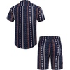 image:imageCOOFANDY Mens Hawaiian Matching Set Summer Beach 2 Piece Outfits Flower Button Down Shirts and Shorts Vacation OutfitsNavy