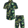 image:imageCOOFANDY Mens Hawaiian Matching Set Summer Beach 2 Piece Outfits Flower Button Down Shirts and Shorts Vacation OutfitsNavy Blue