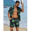 image:imageCOOFANDY Mens Hawaiian Matching Set Summer Beach 2 Piece Outfits Flower Button Down Shirts and Shorts Vacation OutfitsNavy Blue