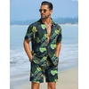 image:imageCOOFANDY Mens Hawaiian Matching Set Summer Beach 2 Piece Outfits Flower Button Down Shirts and Shorts Vacation OutfitsNavy Blue