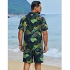 image:imageCOOFANDY Mens Hawaiian Matching Set Summer Beach 2 Piece Outfits Flower Button Down Shirts and Shorts Vacation OutfitsNavy Blue