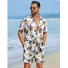 image:imageCOOFANDY Mens Hawaiian Matching Set Summer Beach 2 Piece Outfits Flower Button Down Shirts and Shorts Vacation OutfitsPineapple Flower