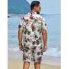 image:imageCOOFANDY Mens Hawaiian Matching Set Summer Beach 2 Piece Outfits Flower Button Down Shirts and Shorts Vacation OutfitsPineapple Flower