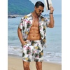 image:imageCOOFANDY Mens Hawaiian Matching Set Summer Beach 2 Piece Outfits Flower Button Down Shirts and Shorts Vacation OutfitsPineapple Flower