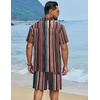 image:imageCOOFANDY Mens Hawaiian Matching Set Summer Beach 2 Piece Outfits Flower Button Down Shirts and Shorts Vacation OutfitsRetro Stripes
