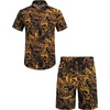 image:imageCOOFANDY Mens Hawaiian Matching Set Summer Beach 2 Piece Outfits Flower Button Down Shirts and Shorts Vacation OutfitsYellow Paisley