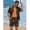 image:imageCOOFANDY Mens Hawaiian Matching Set Summer Beach 2 Piece Outfits Flower Button Down Shirts and Shorts Vacation OutfitsYellow Paisley
