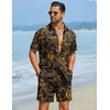 image:imageCOOFANDY Mens Hawaiian Matching Set Summer Beach 2 Piece Outfits Flower Button Down Shirts and Shorts Vacation OutfitsYellow Paisley