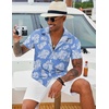 image:imageCOOFANDY Mens Hawaiian Shirt Short Sleeve Button Down Shirt Tropical Summer Beach ShirtFlowerlight Blue