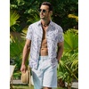 image:imageCOOFANDY Mens Hawaiian Shirt Short Sleeve Button Down Shirt Tropical Summer Beach ShirtLeaflight Purple