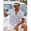 image:imageCOOFANDY Mens Hawaiian Shirt Short Sleeve Button Down Shirt Tropical Summer Beach ShirtLeaflight Purple