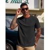 image:imageCOOFANDY Mens Henley Shirts Short Sleeve Texture Casual Button Henley Summer Classic Basic Tee Shirts01black