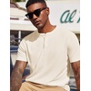 image:imageCOOFANDY Mens Henley Shirts Short Sleeve Texture Casual Button Henley Summer Classic Basic Tee ShirtsBeige