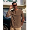 image:imageCOOFANDY Mens Henley Shirts Short Sleeve Texture Casual Button Henley Summer Classic Basic Tee ShirtsBrowm