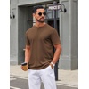 image:imageCOOFANDY Mens Henley Shirts Short Sleeve Texture Casual Button Henley Summer Classic Basic Tee ShirtsBrowm