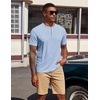 image:imageCOOFANDY Mens Henley Shirts Short Sleeve Texture Casual Button Henley Summer Classic Basic Tee ShirtsLight Blue