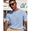 image:imageCOOFANDY Mens Henley Shirts Short Sleeve Texture Casual Button Henley Summer Classic Basic Tee ShirtsLight Blue