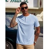 image:imageCOOFANDY Mens Henley Shirts Short Sleeve Texture Casual Button Henley Summer Classic Basic Tee ShirtsLight Blue