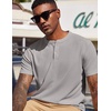 image:imageCOOFANDY Mens Henley Shirts Short Sleeve Texture Casual Button Henley Summer Classic Basic Tee ShirtsLight Grey