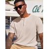 image:imageCOOFANDY Mens Henley Shirts Short Sleeve Texture Casual Button Henley Summer Classic Basic Tee ShirtsLight Khaki