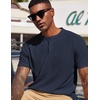 image:imageCOOFANDY Mens Henley Shirts Short Sleeve Texture Casual Button Henley Summer Classic Basic Tee ShirtsNavy Blue