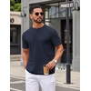 image:imageCOOFANDY Mens Henley Shirts Short Sleeve Texture Casual Button Henley Summer Classic Basic Tee ShirtsNavy Blue
