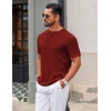 image:imageCOOFANDY Mens Henley Shirts Short Sleeve Texture Casual Button Henley Summer Classic Basic Tee ShirtsWine Red