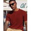 image:imageCOOFANDY Mens Henley Shirts Short Sleeve Texture Casual Button Henley Summer Classic Basic Tee ShirtsWine Red