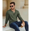 image:imageCOOFANDY Mens Henley TShirt Long Sleeve Casual Lightweight Pullover Shirts Soft Stretch Basic Tees Fall TopsArmy Green