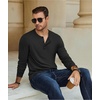 image:imageCOOFANDY Mens Henley TShirt Long Sleeve Casual Lightweight Pullover Shirts Soft Stretch Basic Tees Fall TopsBlack