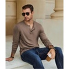 image:imageCOOFANDY Mens Henley TShirt Long Sleeve Casual Lightweight Pullover Shirts Soft Stretch Basic Tees Fall TopsBrown
