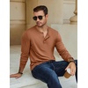 image:imageCOOFANDY Mens Henley TShirt Long Sleeve Casual Lightweight Pullover Shirts Soft Stretch Basic Tees Fall TopsCaramel