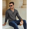 image:imageCOOFANDY Mens Henley TShirt Long Sleeve Casual Lightweight Pullover Shirts Soft Stretch Basic Tees Fall TopsDark Grey