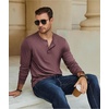 image:imageCOOFANDY Mens Henley TShirt Long Sleeve Casual Lightweight Pullover Shirts Soft Stretch Basic Tees Fall TopsDark Red