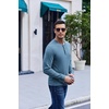 image:imageCOOFANDY Mens Henley TShirt Long Sleeve Casual Lightweight Pullover Shirts Soft Stretch Basic Tees Fall TopsDemin Blue