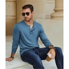 image:imageCOOFANDY Mens Henley TShirt Long Sleeve Casual Lightweight Pullover Shirts Soft Stretch Basic Tees Fall TopsDemin Blue