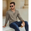 image:imageCOOFANDY Mens Henley TShirt Long Sleeve Casual Lightweight Pullover Shirts Soft Stretch Basic Tees Fall TopsKhaki