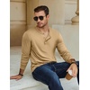 image:imageCOOFANDY Mens Henley TShirt Long Sleeve Casual Lightweight Pullover Shirts Soft Stretch Basic Tees Fall TopsLight Khaki