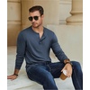 image:imageCOOFANDY Mens Henley TShirt Long Sleeve Casual Lightweight Pullover Shirts Soft Stretch Basic Tees Fall TopsNavy Blue