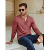 image:imageCOOFANDY Mens Henley TShirt Long Sleeve Casual Lightweight Pullover Shirts Soft Stretch Basic Tees Fall TopsRed