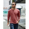 image:imageCOOFANDY Mens Henley TShirt Long Sleeve Casual Lightweight Pullover Shirts Soft Stretch Basic Tees Fall TopsRed